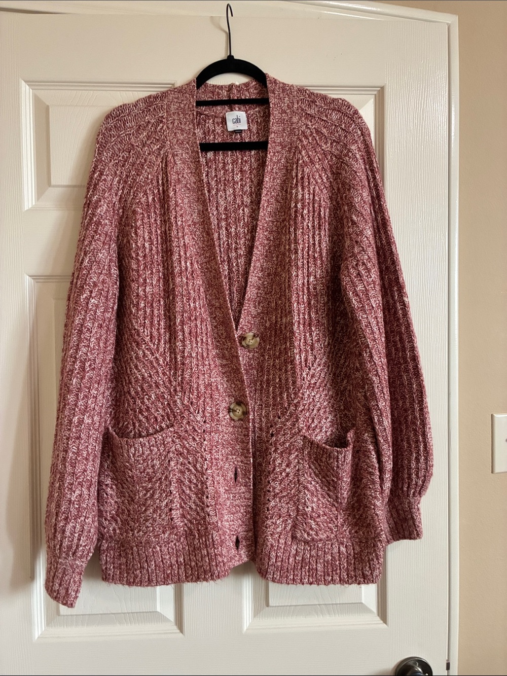 CAbi 4243 Dusty Rose Marled Button Cardigan